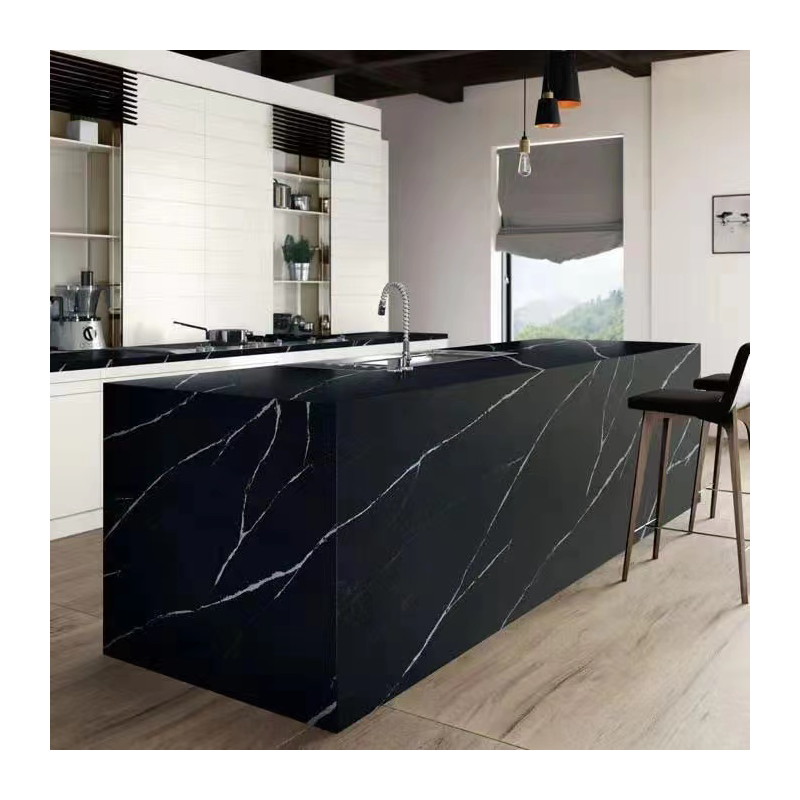 Corian Black Calacatta Big Slab Mancha Resistente a Manchas de Superfície Sólida de Mármore para Armário de Cozinha