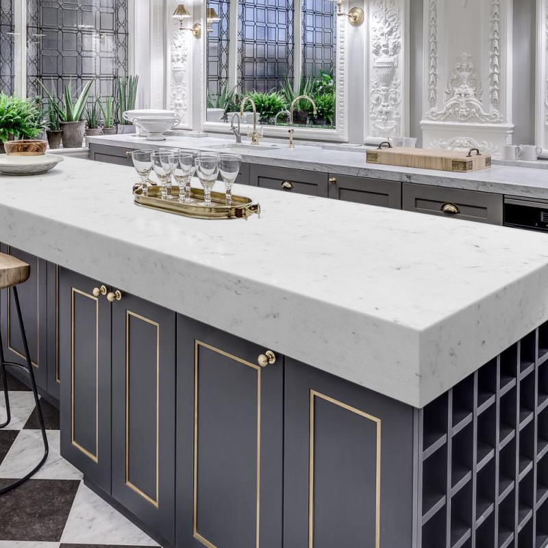 Armário de mármore artificial Carrara mármore branco cor quartzo superfície sólida