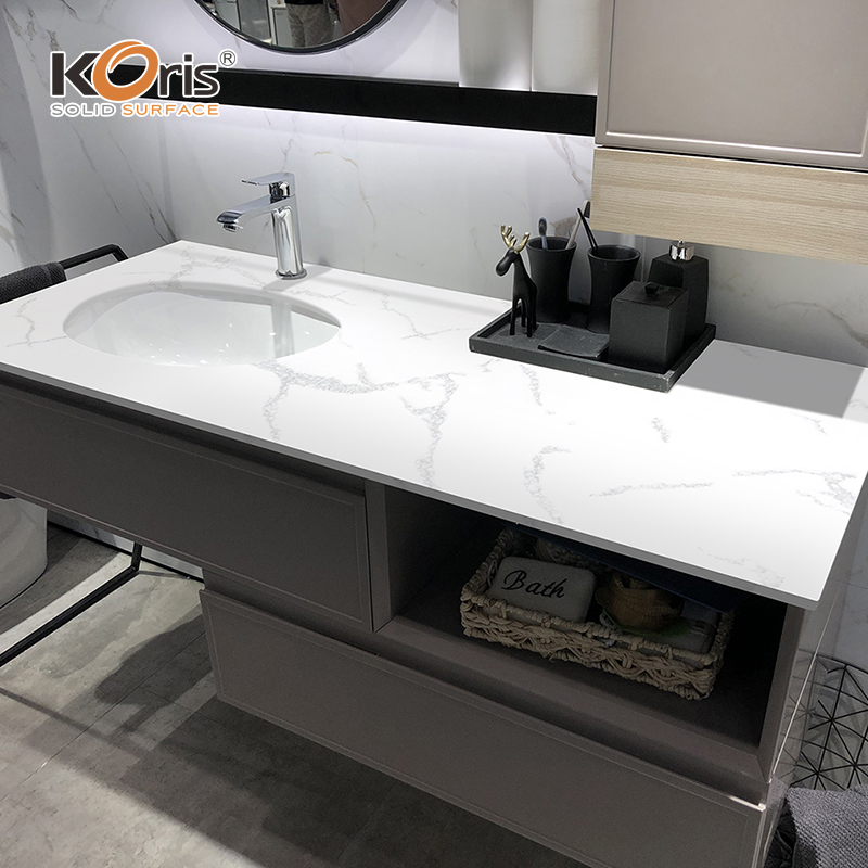 Placas acrílicas anti-amarelas Koris Superfície Sólida Branco Mármore Artificial Acrílico Bancadas de Trabalho