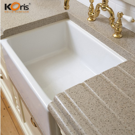 Lajes de pedra de superfície sólida de acrílico design moderno pia de cozinha